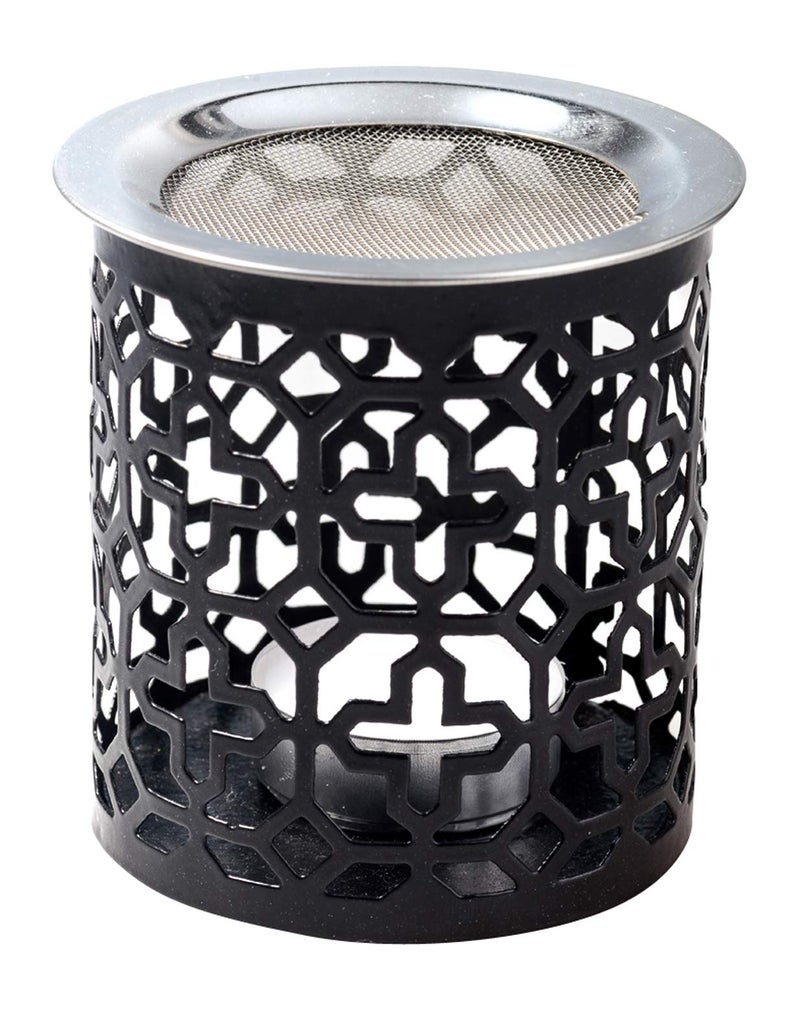 MaMeMi Black Iron Incense Burner with Sieve Height 3.15 inch [Handmade] for Burning Incense with a Tealight - Image 1